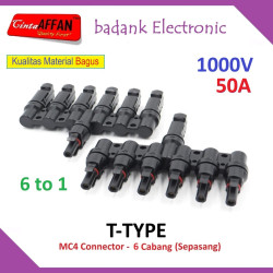MC4 Cabang 6 (6-IN to 1-OUT) 6T T-Type 1000V Max 50A Solar Panel Surya